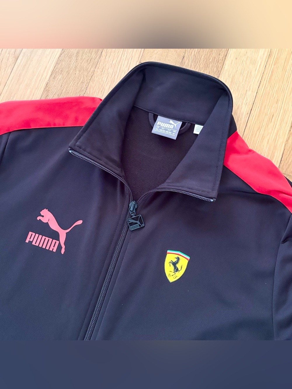 Puma Scuderia Ferrari Race T7 Track Jacket M Black Red F1 Motorsport Zip Up